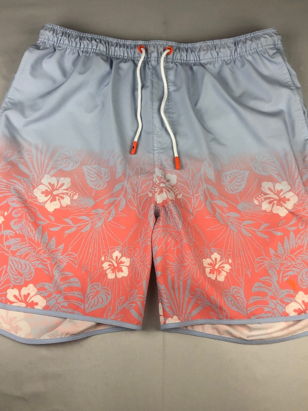 Margaritaville Mens Swim Trunks Beach Shorts Hibiscus Print Size XXL Gray Orange